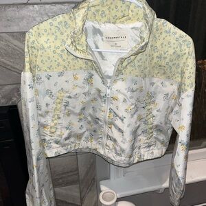 Aeropostale Women's Floral Bomber Jacket in Yellow and White